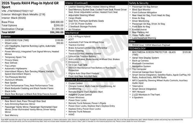2026 Toyota RAV4 Plug-in Hybrid GR Sport