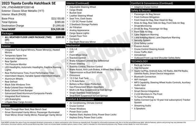 2023 Toyota COROLLA HATCHBACK SE