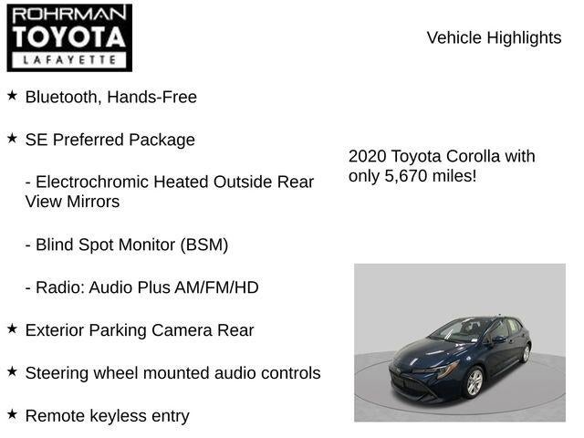 2020 Toyota Corolla Hatchback SE