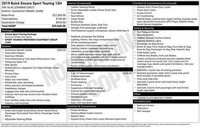 2019 Buick Encore Sport Touring