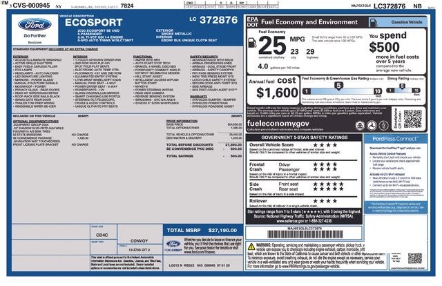 2020 Ford Ecosport SE