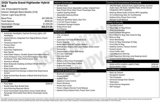 2026 Toyota Grand Highlander Hybrid XLE