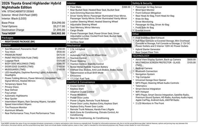 2026 Toyota Grand Highlander Hybrid Nightshade