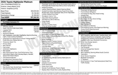 2026 Toyota Highlander Platinum