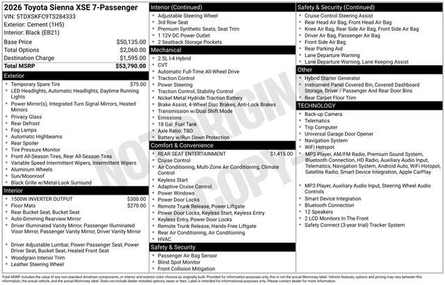 2026 Toyota Sienna XSE