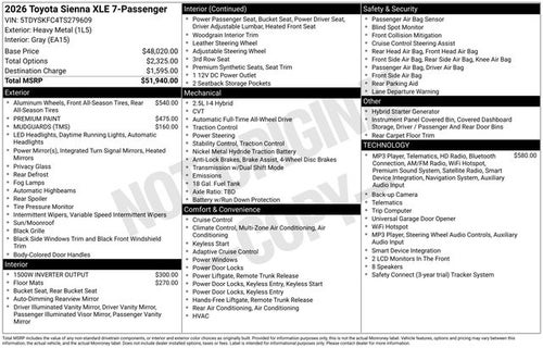 2026 Toyota Sienna XLE