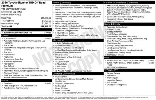 2026 Toyota 4Runner TRD Off-Road Premium