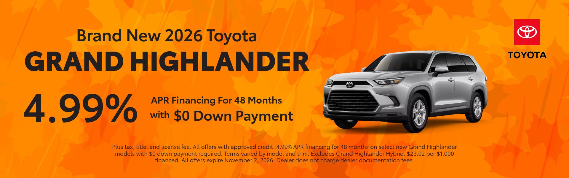 Brand New 2026 Toyota Grand Highlander