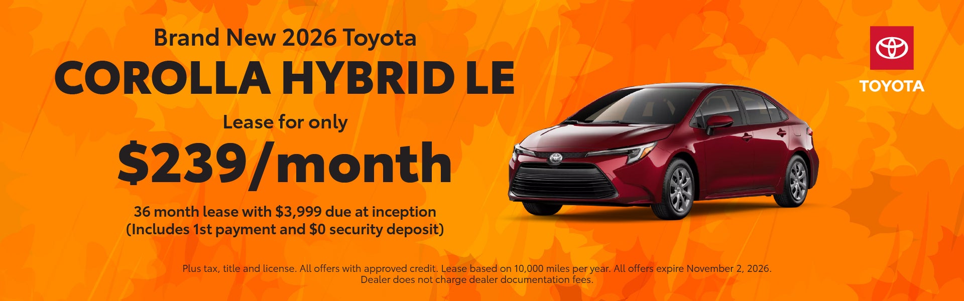 Brand New 2026 Toyota Corolla Hybrid LE