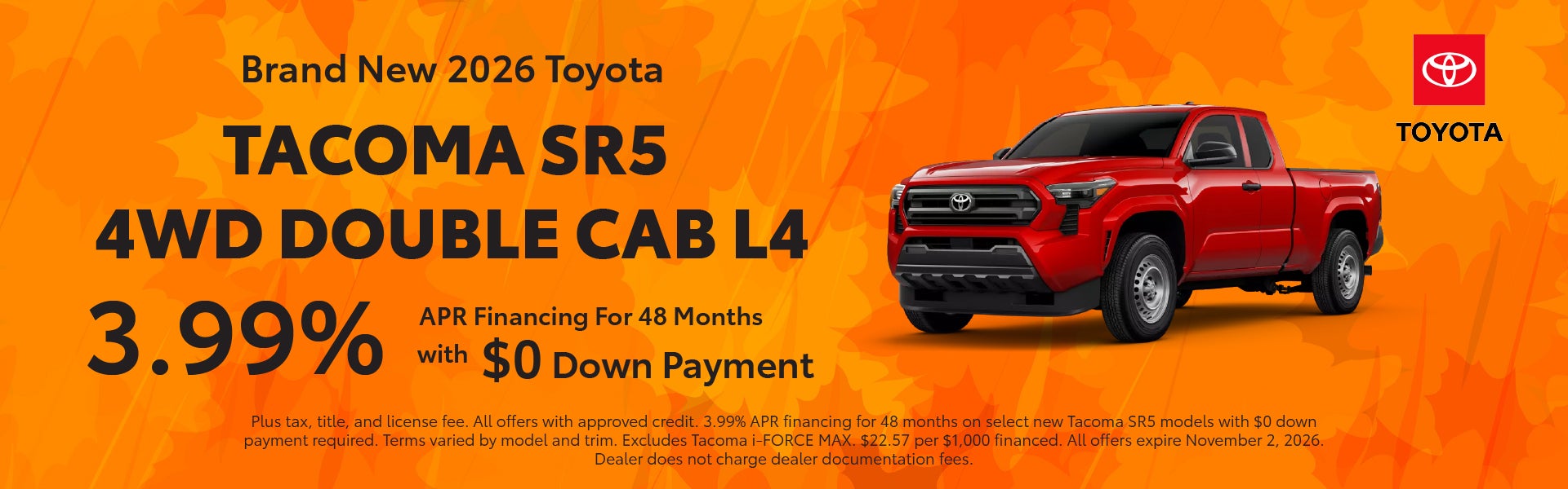 Brand New 2026 Toyota Tacoma SR5