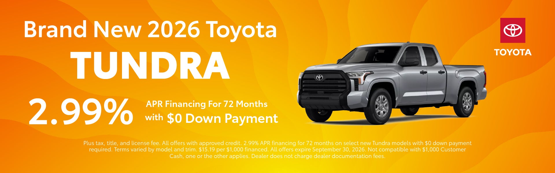 Brand New 2026 Toyota Tundra